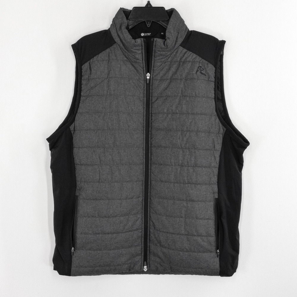 Rhoback Fulton Performance Vest Men's XL Heather Black Full Zip Golf Quilted
